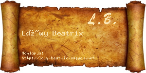 Lőwy Beatrix névjegykártya