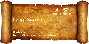 Lőwy Beatrix névjegykártya